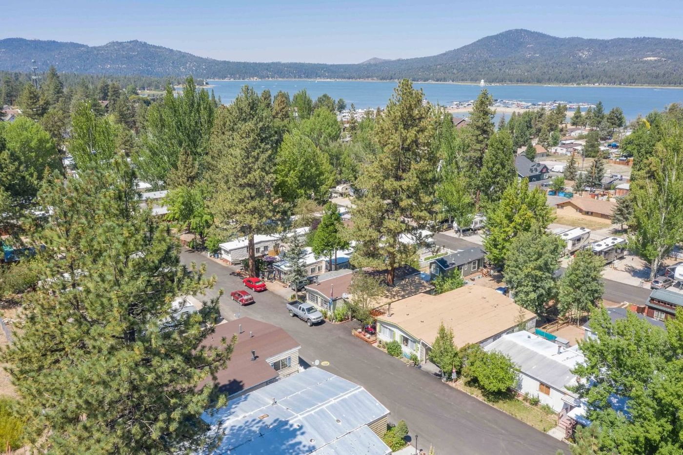 Aerial view of Big Bear Mobile Estates, a CRI-owned community