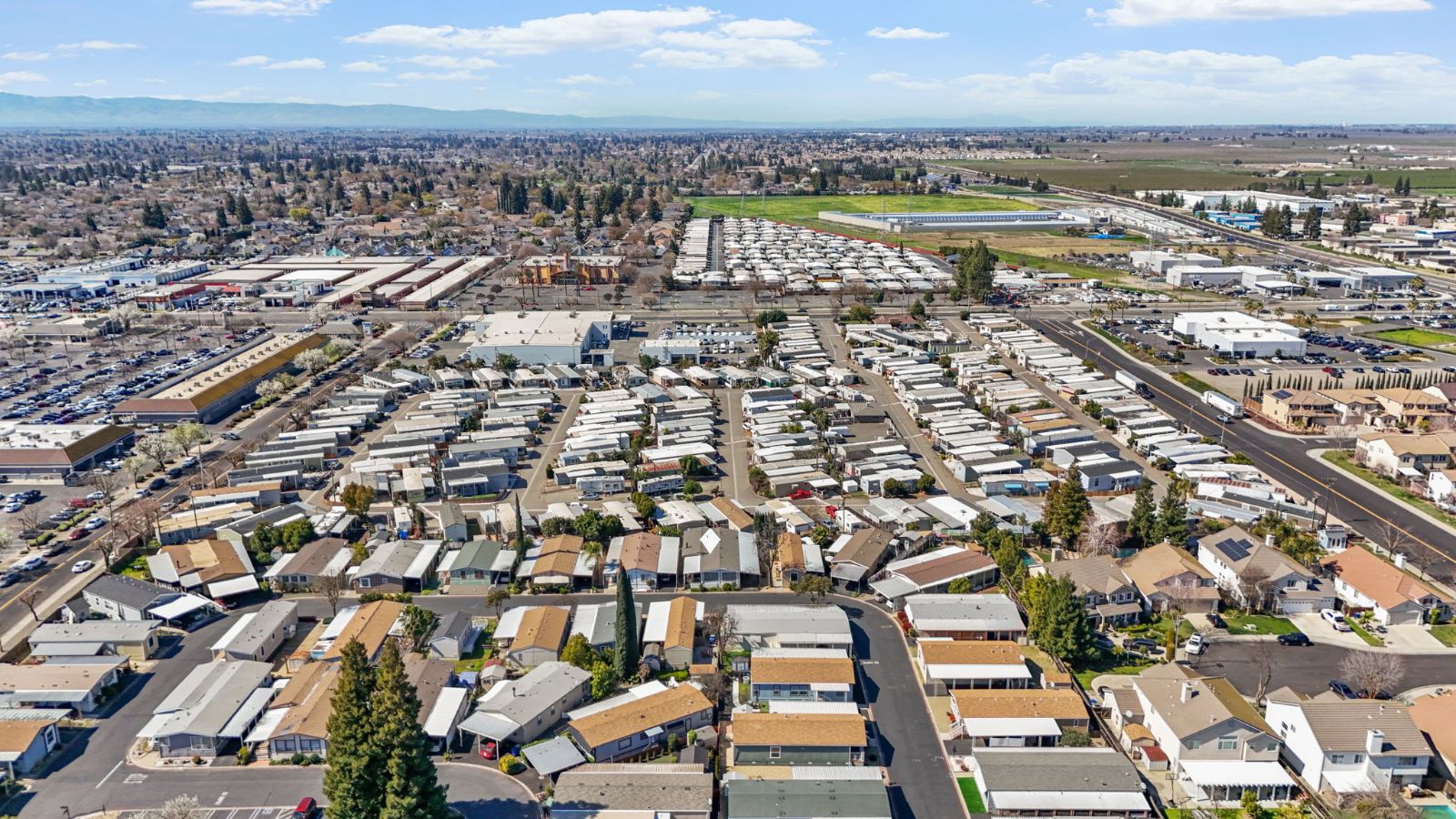 Aerial view of a CRI manufactured housing community